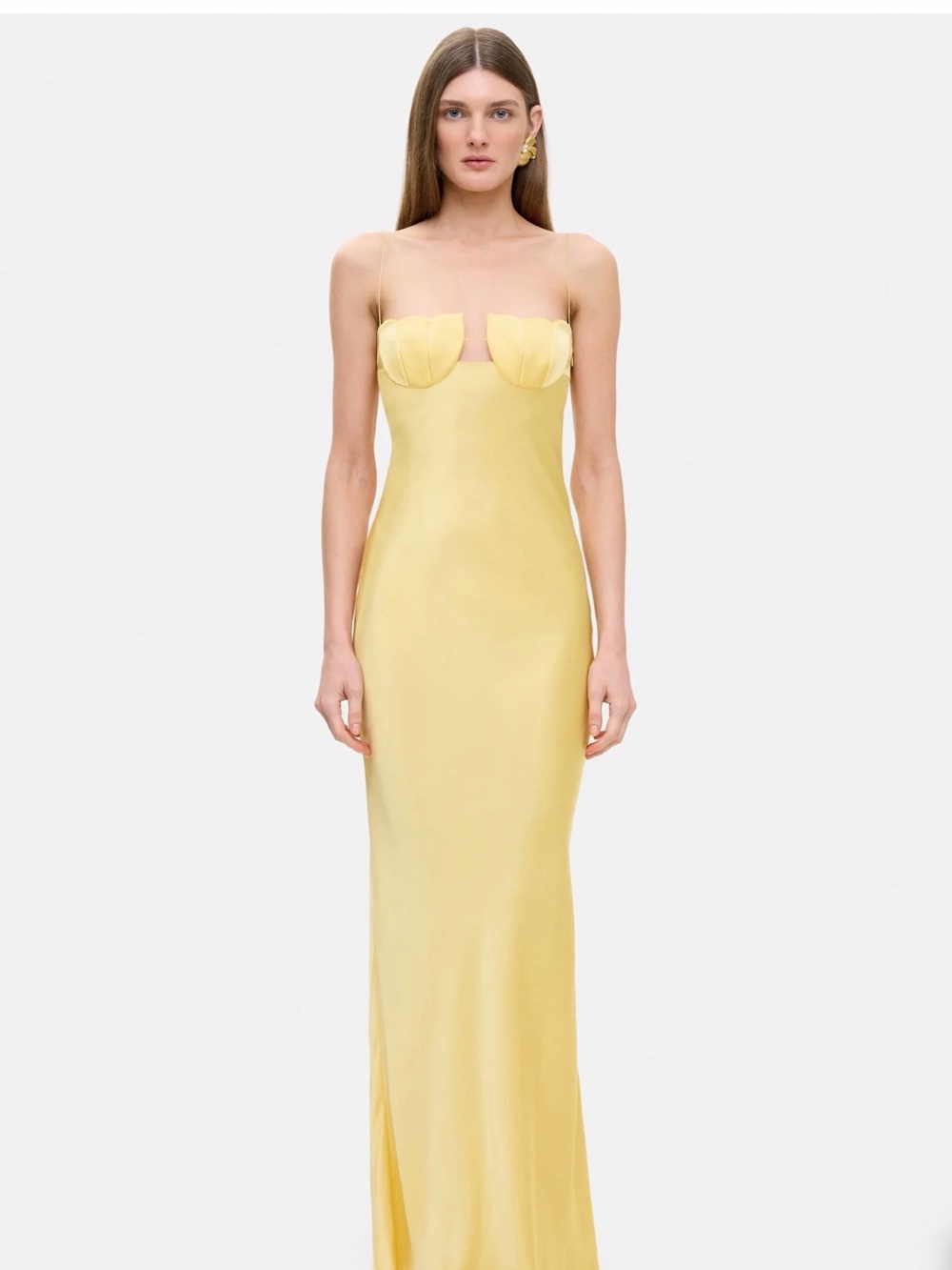 Yellow Satin Evening Gown